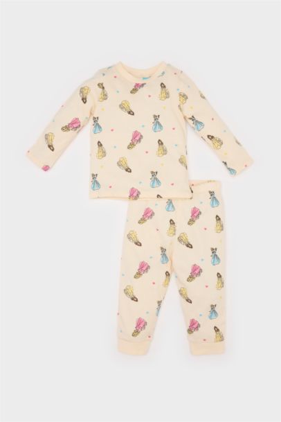 %100 Pamuklu Dısney Prenses Beli Lastikli Pijama Takımı Kız Bebek