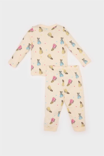 %100 Pamuklu Dısney Prenses Beli Lastikli Pijama Takımı Kız Bebek