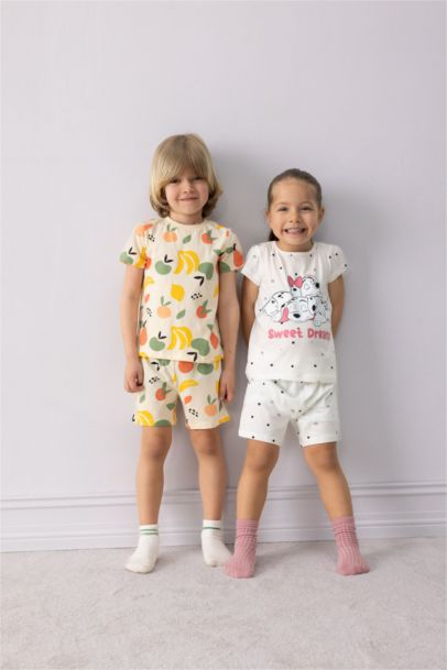 طقم بيجاما بنات مطبوع من تيشيرت و شورت
