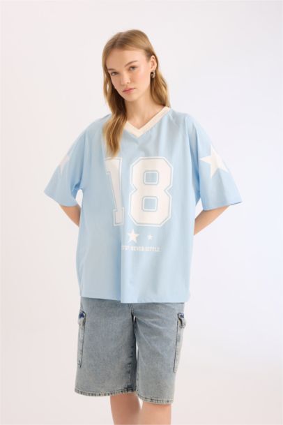 تيشيرت نص ردن اوفر سايز بياخة V