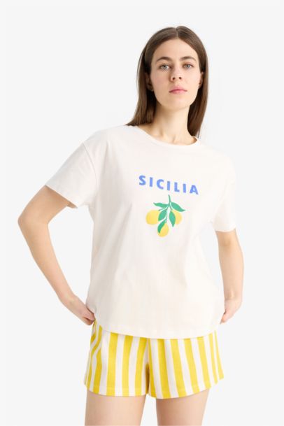 Ensemble Pyjama T-shirt et Short Coupe régulière - Fall in Love