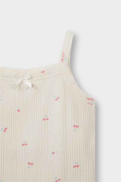 Baby Girl Fruit Patterned  Ribbed 2 Piece Pajama Set