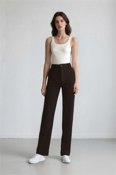 Pantalon droit taille normale avec poches Afra x DeFacto