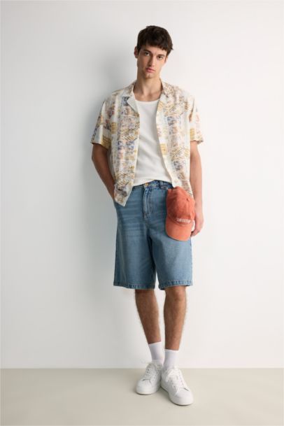 100% хлопковые широкие джинсовые бермуды (baggy fit)