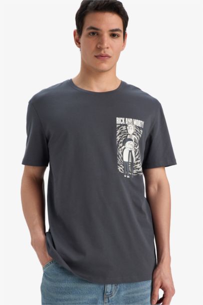 %100 Pamuk Rick and Morty Regular Fit Bisiklet Yaka Kısa Kollu Tişört