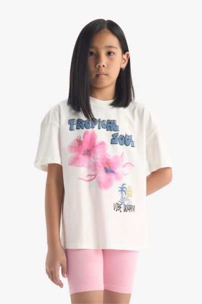 Girl T-shirt Biker Leggings 2 Piece Set