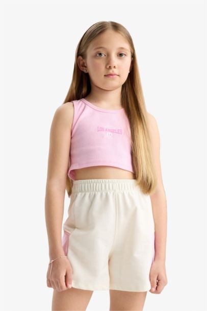 Girl Printed Sleeveless T-Shirt Shorts 2 Piece Set