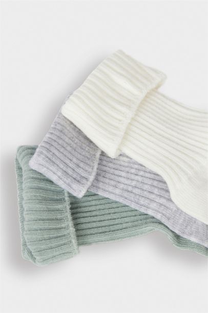 Baby Girl Non-Slip Sole 3 Piece Cotton Long Socks