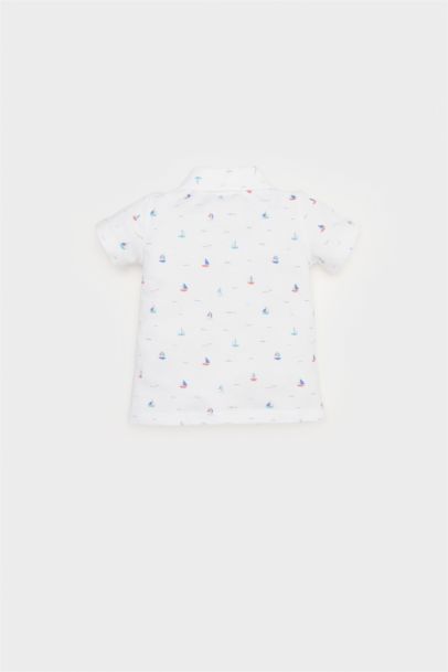 تيشيرت بولو نص كم بيكة بحري قصة عادية