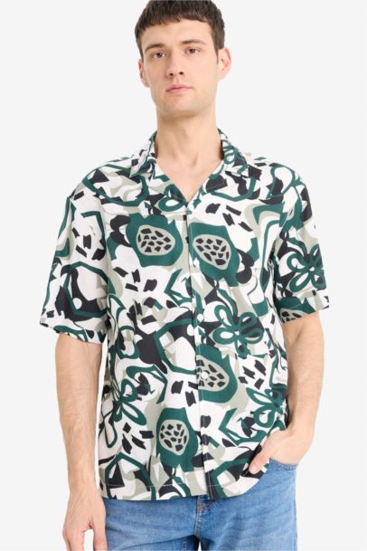 Regular Fit Apache Neck Short Sleeve Shirt