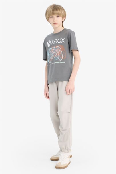 تيشيرت نص كم أولادي قصة عادية برقبة مستديرة بطبعة اكسبوكس