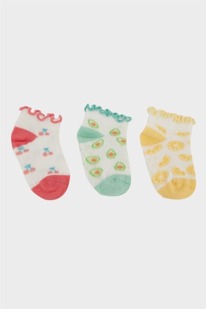 Lot de 3 Chaussettes en coton imprimés fruits pour bébé fille