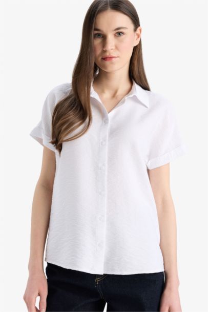 Regular Fit Shirt Collar Short Sleeve Shirt