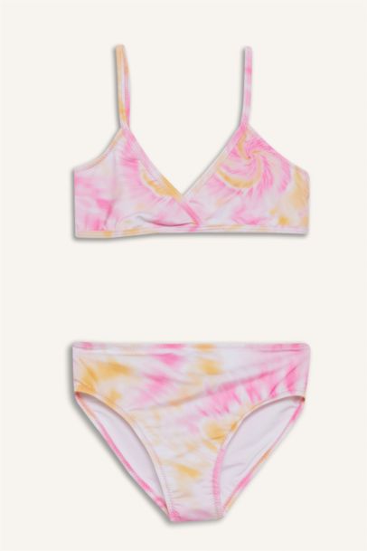 طقم بكيني بناتي تاي داي ملون - قطعتين