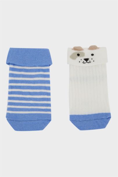 Lot de 2 Chaussettes avec semelle antidérapante en coton pour bébé garçon
