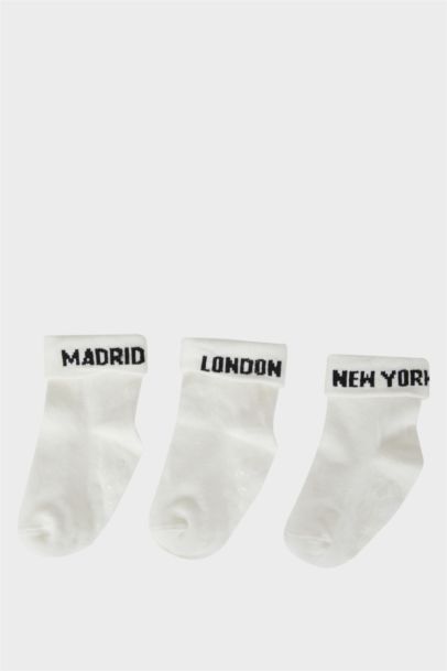 Boy Non-Slip Sole 3 Piece Cotton Long Socks