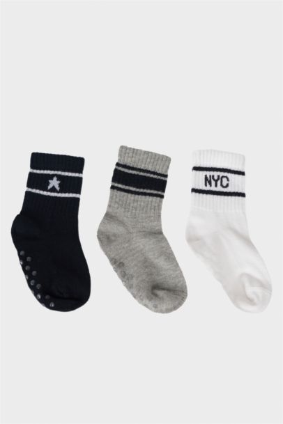 Lot de 3 paires de Chaussettes en coton antidérapantes pour bébé garçon