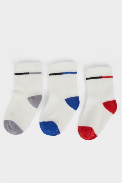Lot de 3 paires de Chaussettes antidérapantes en coton pour bébé garçon