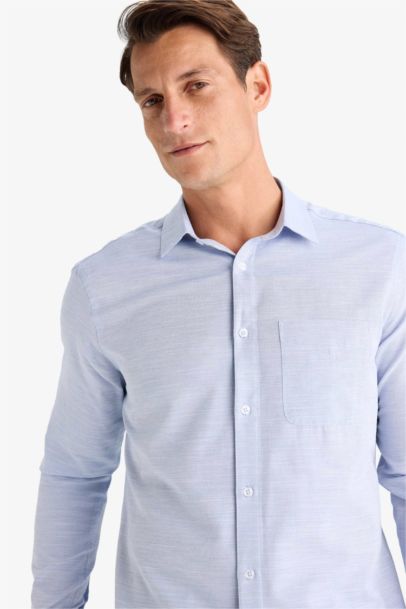 Modern Fit Polo Neck Basic Long Sleeve Shirt