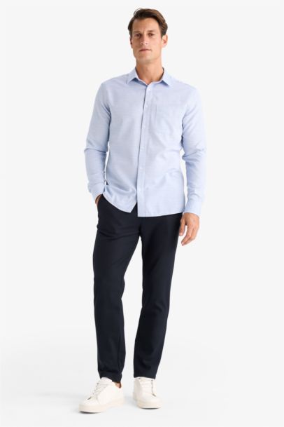 Modern Fit Polo Neck Basic Long Sleeve Shirt