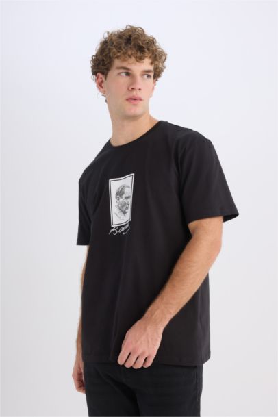 %100 Pamuk Regular Fit Bisiklet Yaka Atatürk Baskılı Kısa Kollu Tişört