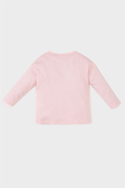 تيشيرت بنات كم طويل مطبوع قصة عادية برقبة مستديرة