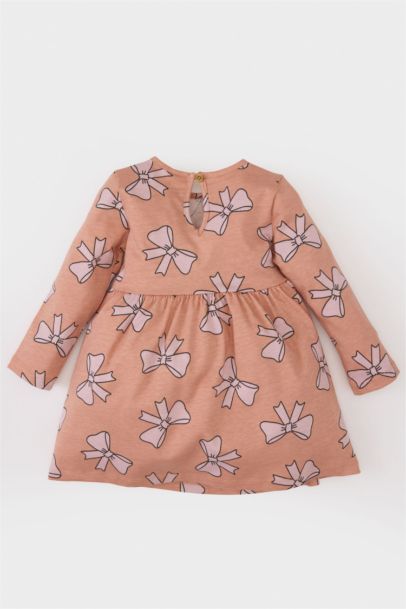 Baby Girl Bow Patterned Long Sleeve Dress