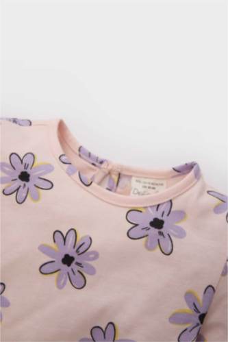 Robe fleurie à manches longues pour bébé fille