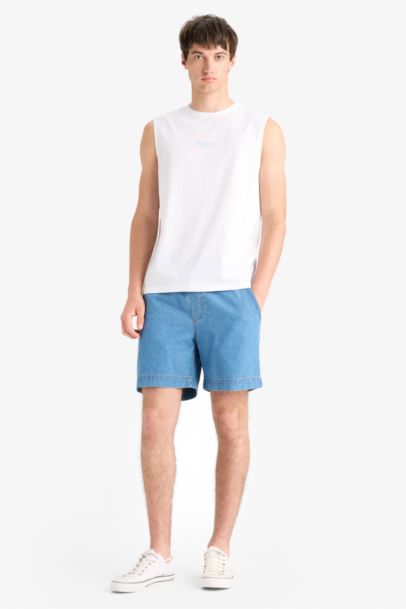 Cotton Regular Fit Crew Neck Printed Tank Top