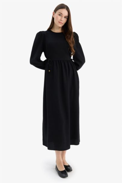 Regular Fit Crew Neck Basic Aerobin Maxi Dress