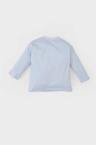 Bisiklet Yaka Baskılı Uzun Kollu Tişört Erkek Bebek