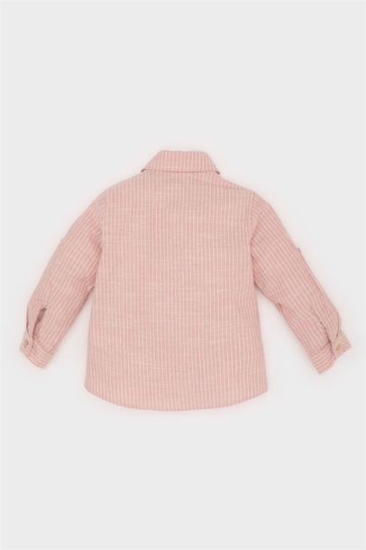 Baby Boy Shirt Collar Flam Poplin Long Sleeve Shirt