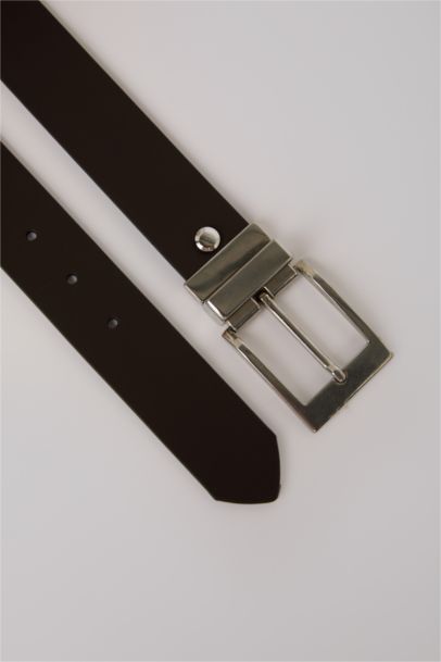 Erkek Dikdörtgen Toka Suni Deri Jean Kemeri