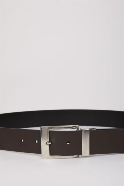 Erkek Dikdörtgen Toka Suni Deri Jean Kemeri