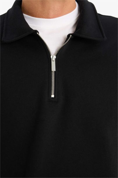 سويت شيرت تقيل قصة مريحة بياخة بولو