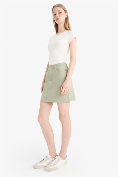 Normal Waist Gabardine Mini Skirt