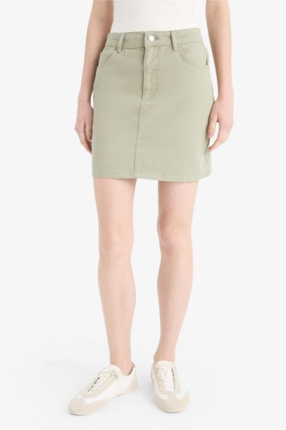 Normal Waist Gabardine Mini Skirt