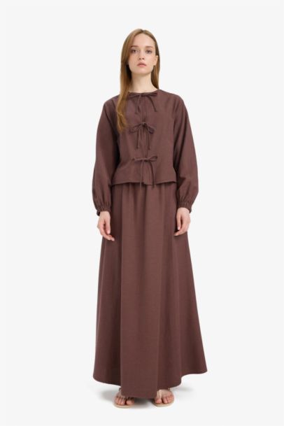 Relax Fit Linen Long Sleeve Blouse