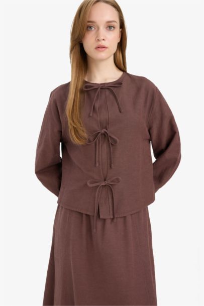 Relax Fit Linen Long Sleeve Blouse