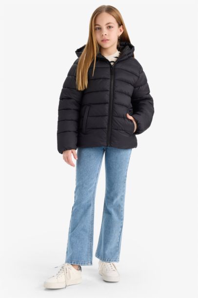 Girl Hooded Water Repellent Zippered Puffer Jacket