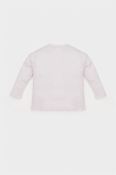 تيشيرت بيبي بناتي كم طويل قصة عادية بياقة مستديرة