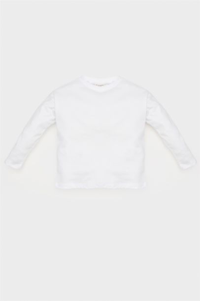 تيشيرت بنات كم طويل قصة عادية برقبة مستديرة