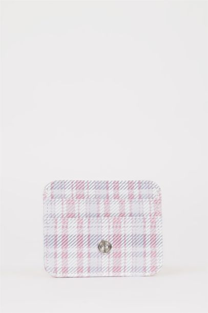 محفظة بطاقات كاروهات جلد صناعي