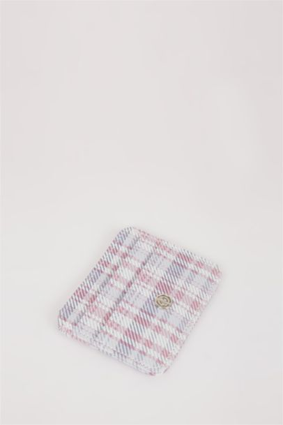 محفظة بطاقات كاروهات جلد صناعي