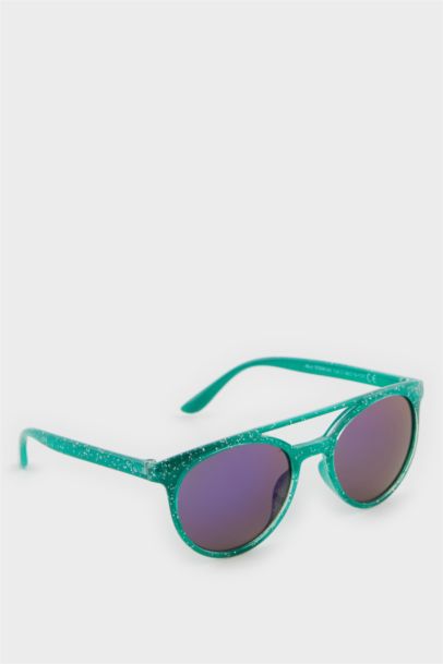 Boy Turquoise Plastic Frame Blue Glass UV Sunglasses