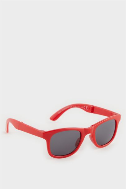 Boy Red Plastic Frame Black Glass UV Sunglasses