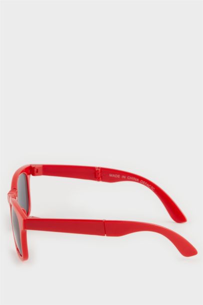 Boy Red Plastic Frame Black Glass UV Sunglasses