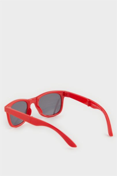 Boy Red Plastic Frame Black Glass UV Sunglasses