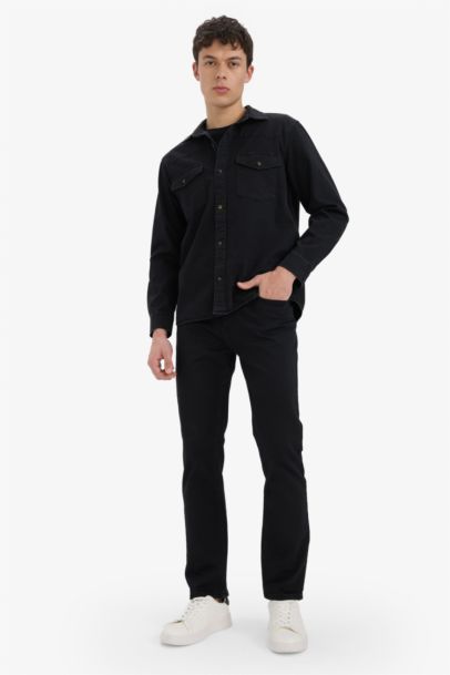 Chemise en jean à manches longues Coupe régulière