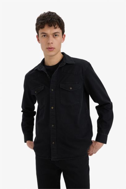 Chemise en jean à manches longues Coupe régulière